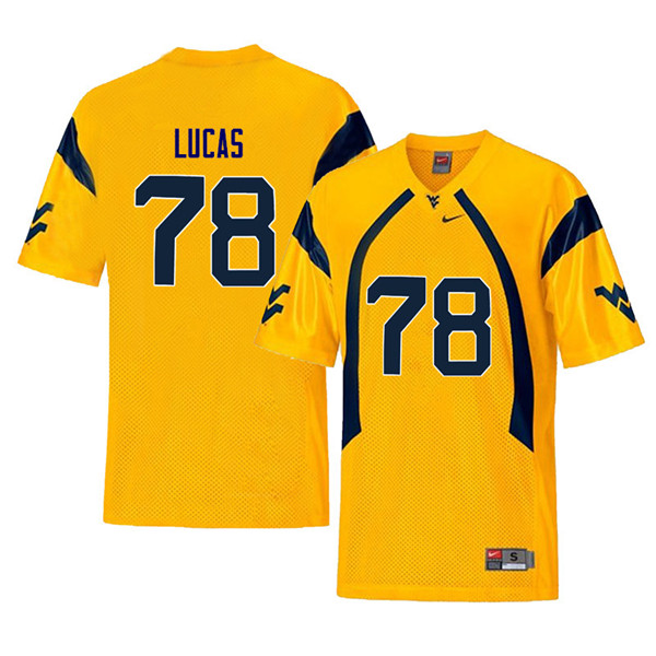 Men #78 Marquis Lucas West Virginia Mountaineers Retro College Football Jerseys Sale-Yellow - Click Image to Close